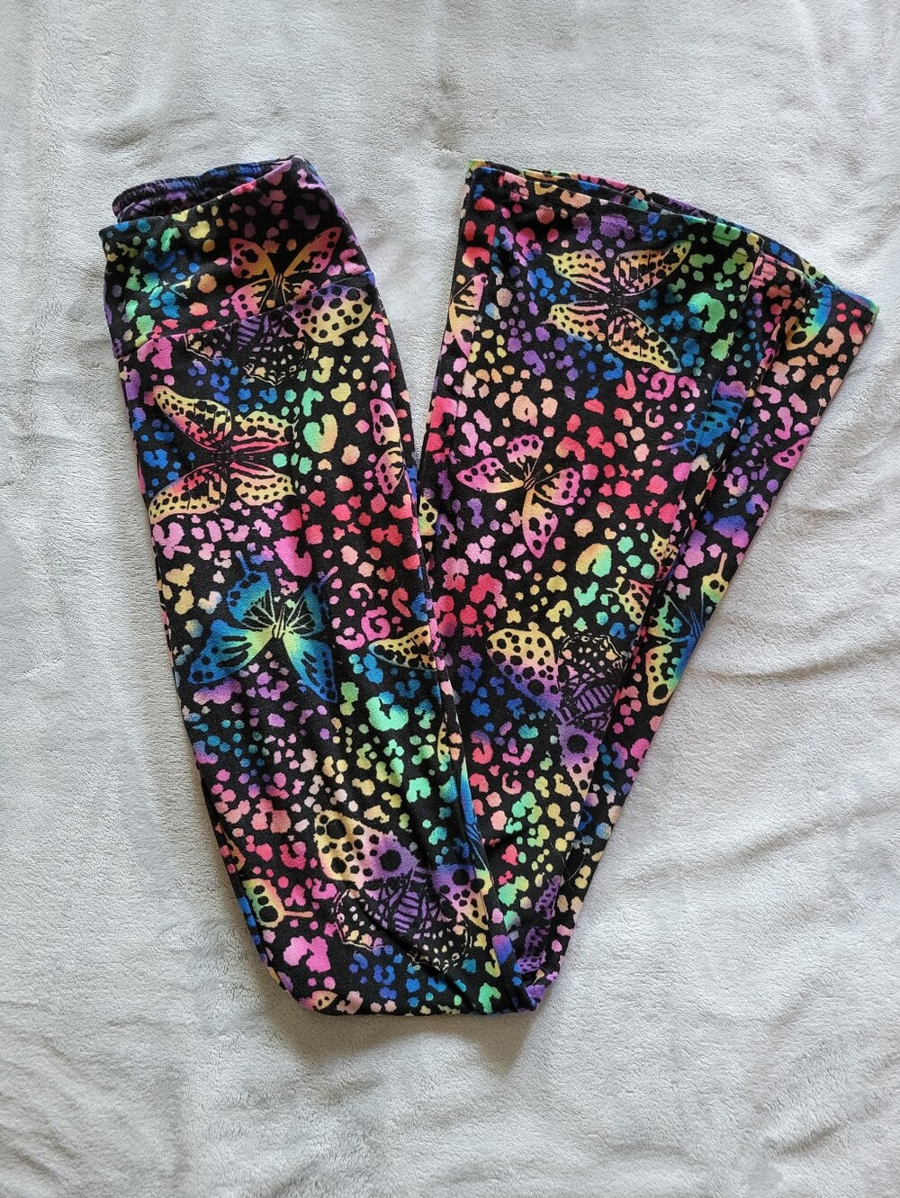 No Boundaries | High Waist Black Rainbow Butterfly Print Leggings